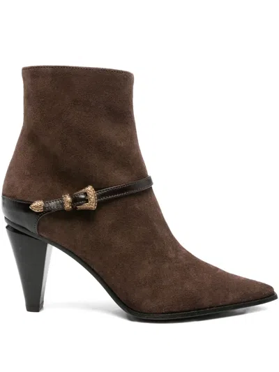 Roberto Festa 80mm Buckle-strap Ankle Boots In Brown