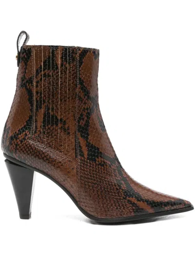 Roberto Festa 80mm Embossed-snake Leather Boots In Brown