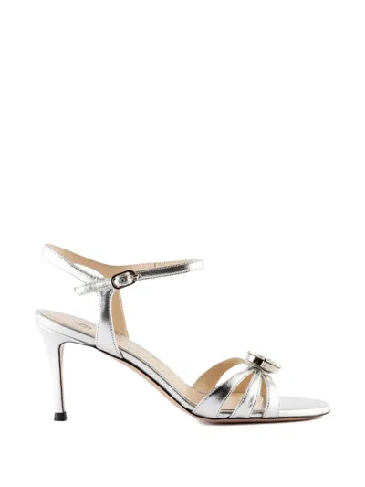 Roberto Festa 80mm Sophie Luxor Crystal Jewel Metallic Leather Sandals In Silver