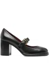 Roberto Festa 75mm Buckle-strap Block-heel Pumps In Black