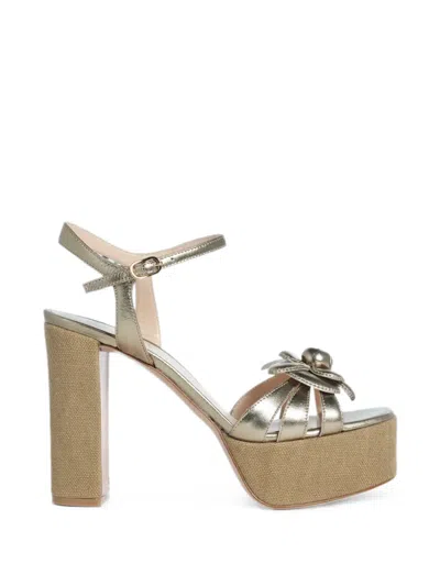 Roberto Festa Abeba Floral-appliqué Platform Sandals In Silver