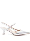 Roberto Festa Amai Metallic Leather Pumps In Silver