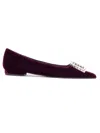 ROBERTO FESTA AMAIA BURGUNDY VELVET BALLERINA SHOES