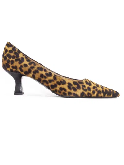 Roberto Festa Arnet Ponyhair Leopard Print Pumps In Black