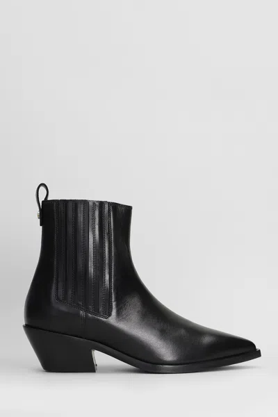Roberto Festa Aurea Texan Ankle Boots In Black Leather In Multi