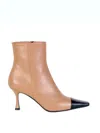 Roberto Festa Beige Calf Leather Fanny Ankle Boots In Brown