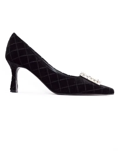 Roberto Festa Black Quilted Velvet Lilly Pumps