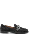 Roberto Festa Boucle-texture Buckle-detail Loafers In Black