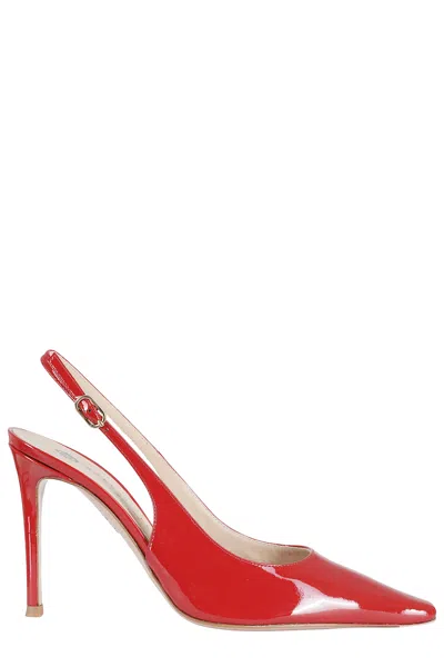 Roberto Festa Pointed-toe Slingback Leather Pumps In Red