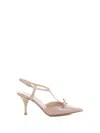 Roberto Festa Brushed Leather Pumps With Bow In Powder In Neutral