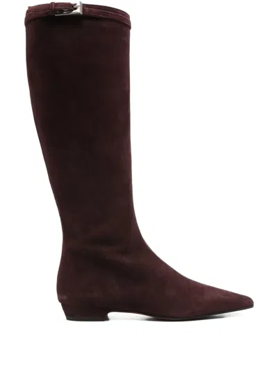 Roberto Festa Buckle-fastening Suede Boots In Red