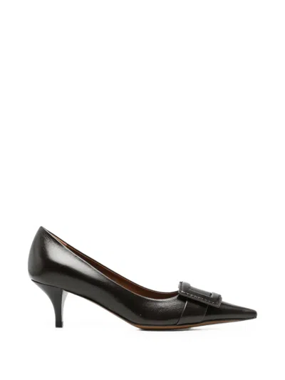 Roberto Festa Buckle-detail Pointed-toe Pumps In Brown