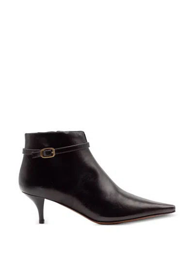 Roberto Festa Buckle-strap Pointed-toe Ankle Boots In Black