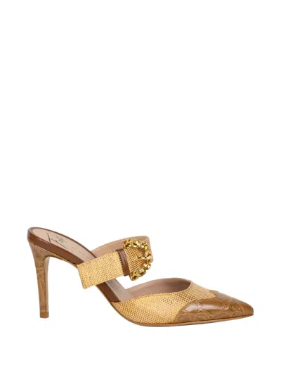 Roberto Festa Camilla Buckle-strap Mules In Gold