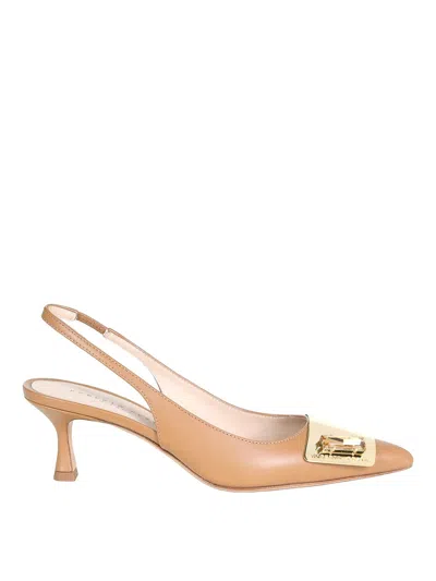 Roberto Festa Chanel Slingback In Softy Camel In Brown
