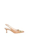 Roberto Festa Chanel Slingback In Softy Camel With Plaque Accessory In Brown
