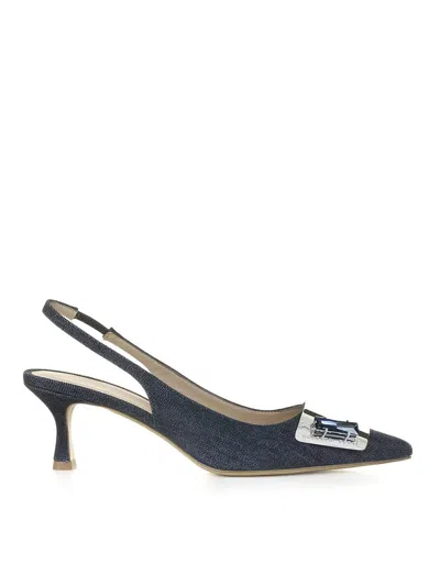 Roberto Festa Chanel Slingback In Vintage Jeans In Dark Wash