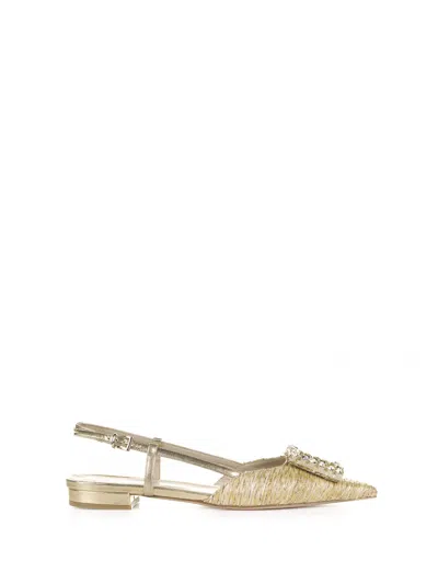 Roberto Festa Chanel Slingback With Rhinestone Accessory In Neutral