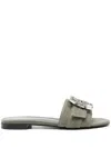 Roberto Festa Crystal-buckle Denim Slippers In Green