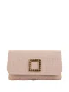 Roberto Festa Crystal-embellished Tweed Clutch Bag In Neutral