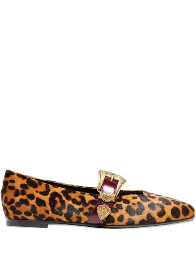 Roberto Festa Dalma Leopard-print Double Strap Ballet Flats In Brown