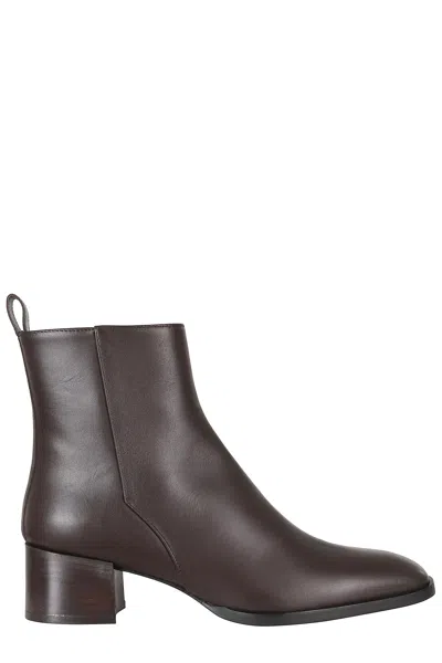 Roberto Festa Dark Brown Loren Side Zip High Heel Leather Ankle Boots In Gray
