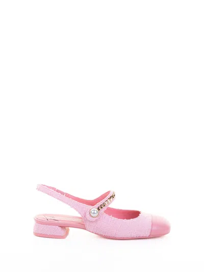 Roberto Festa Décolleté Pink Boucle Slingback With Strap