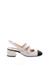 Roberto Festa Décolleté Slingback In Laminated Nappa Off White Double Strap In White