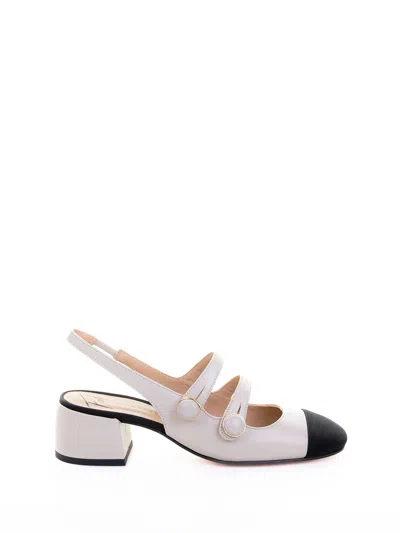 Roberto Festa Décolleté Slingback In Laminated Nappa Off White Double Strap