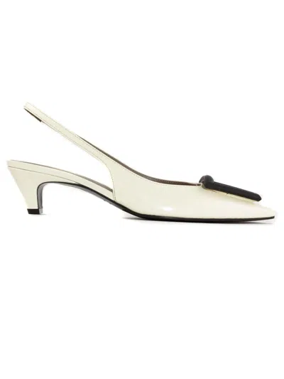 Roberto Festa Dorien Bone White Leather Slingback In Beige