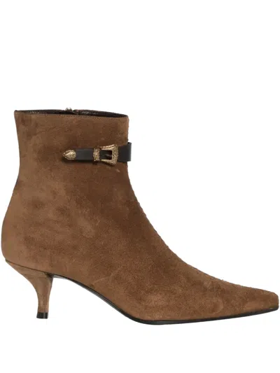 Roberto Festa Ela Buckle Strap Boots In Brown