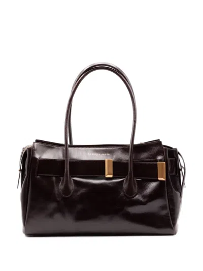 Roberto Festa Emeralda Glossy Leather Tote Bag In Neutral