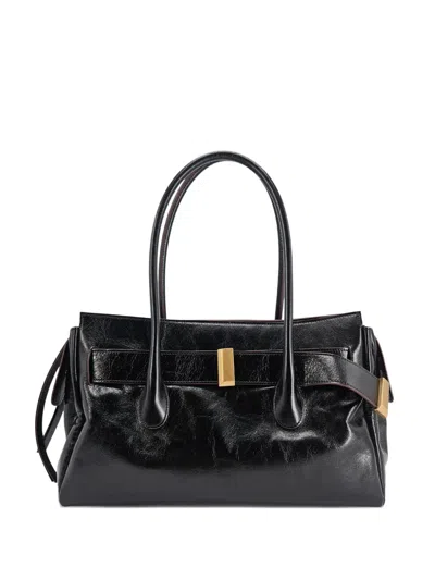 Roberto Festa Emeralda Leather Shoulder Bag In Black