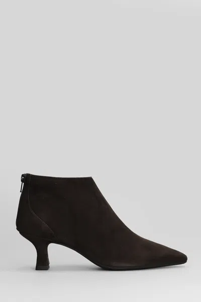Roberto Festa Esta High Heels Ankle Boots In Dark Brown Suede