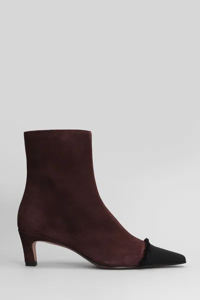 Roberto Festa Evari High Heels Ankle Boots In Viola Suede In Purple