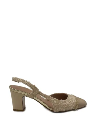 Roberto Festa Ficus Fringed Slingback Pumps In Neutral