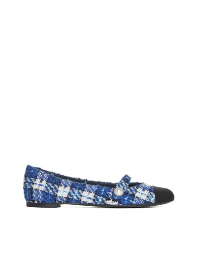 Roberto Festa Divy Tweed Ballerina Shoes In Blue