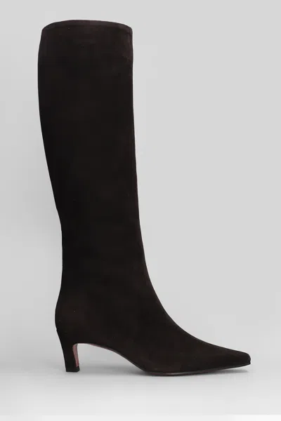 Roberto Festa Fredine High Heels Boots In Dark Brown Suede