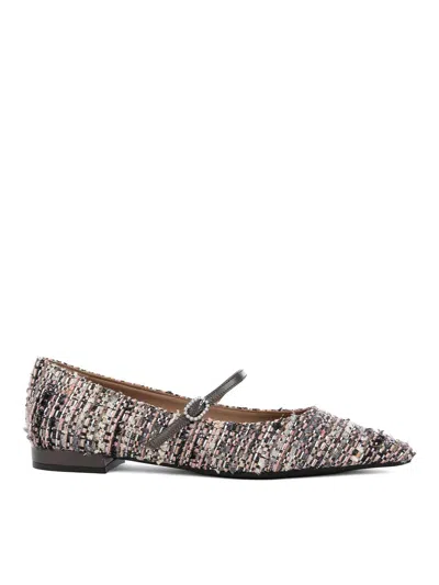 Roberto Festa Icaro Ballet Flats In Black Tweed In Nude & Neutrals