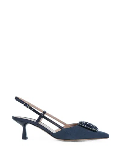 Roberto Festa Ingrid Rhinestone-embellished Slingback Heeled Pumps In Animal Print