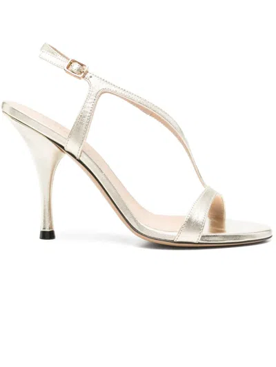 Roberto Festa Jennie Platinum Leather Sandals In Golden