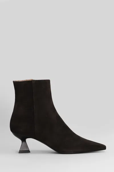 Roberto Festa Jina High Heels Ankle Boots In Dark Brown Suede