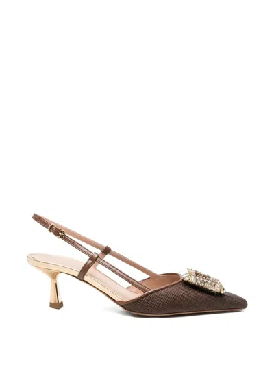 Roberto Festa Julien Embellishment Slingback Pumps In Brown