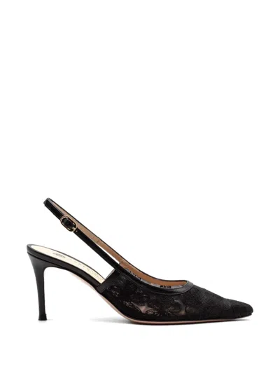 Roberto Festa Lace-detail Pointed-toe Pumps In Black
