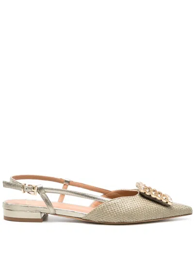 Roberto Festa Lavanda Crystal-buckle Ballerina Shoes In Neutrals