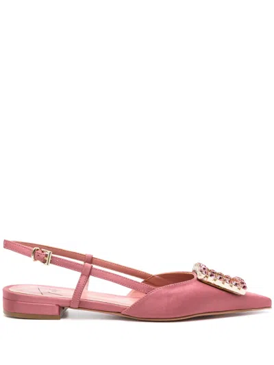 Roberto Festa Lavanda Crystal-buckle Ballerina Shoes In Pink