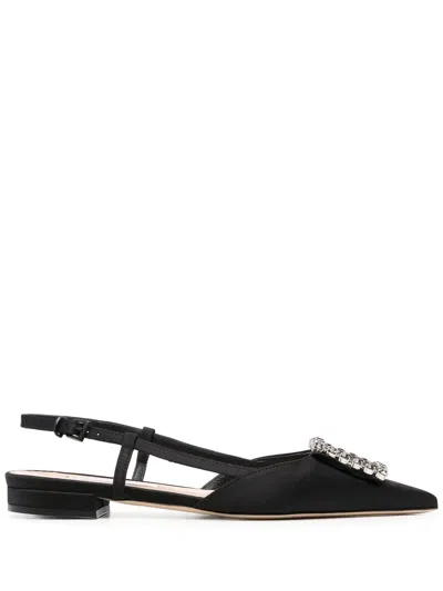 Roberto Festa Black Satin Lavanda Sandal In Nero