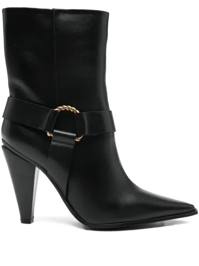 Roberto Festa Leather Ankle Boots In Black