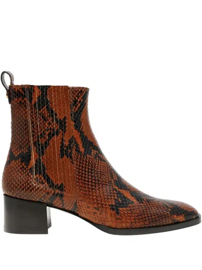 Roberto Festa Leda Python-print Heeled Boots In Animal Print