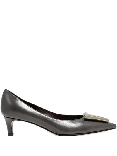 Roberto Festa Moon Silver Tone Accessory Pumps In Gray